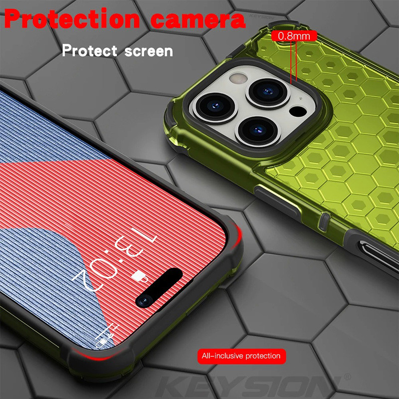 Dành Cho iPhone 16 Pro Max 15 Plus 14 12 11 13 Mini Ốp Lưng PC Cứng & Silicon Mềm Chống Sốc Chống Rơi Tổ Ong Bảo Vệ