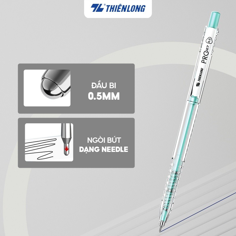 [ COMBO 5 CÂY ] Bút bi Thiên Long 027 Pro ngòi 0.5mm mực xanh thân bút màu pastel thời trang tự động thu ngòi TL-105