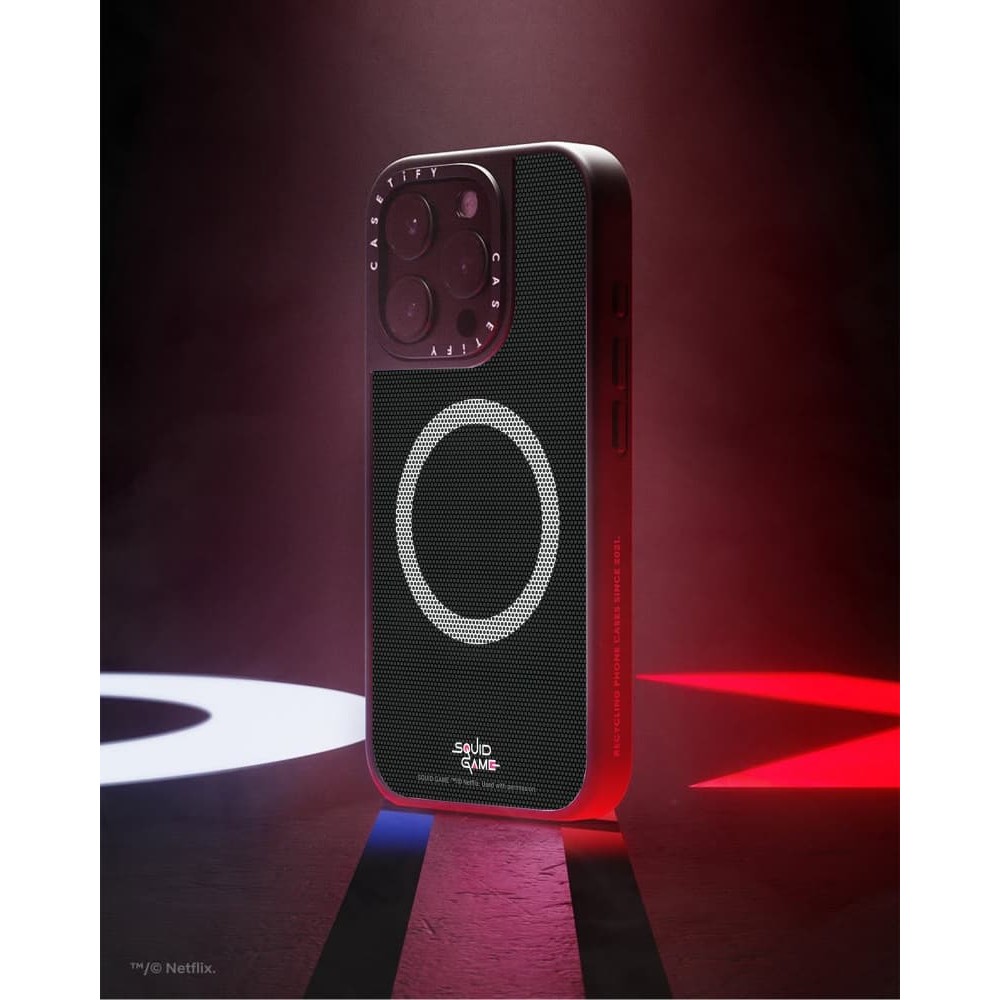 Casetify X Squid Gamem Vỏ công nhân có mặt nạ hút từ tính Vỏ IPhone Gương đen & bạc IPhone 16 15 14 13 12 Pro Max Plus Vỏ cứng có hộp logo khắc