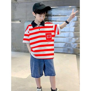 Áo ngắn tay cổ bẻ dành cho bé trai 18-52kg CHỮ BOTE.Áo polo bé trai.Áo cộc tay bé trai mùa hè. H31