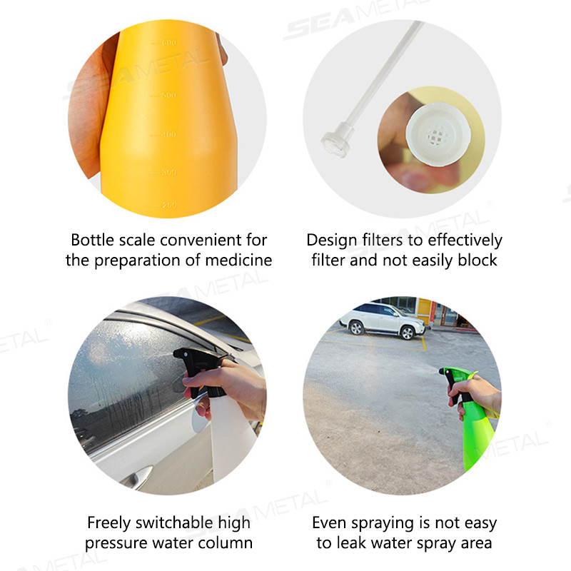 Bình xịt ô tô SEAMETAL 800ML Chai xịt rửa xe chống axit và kiềm có vòi phun có thể điều chỉnh Bình tưới nước