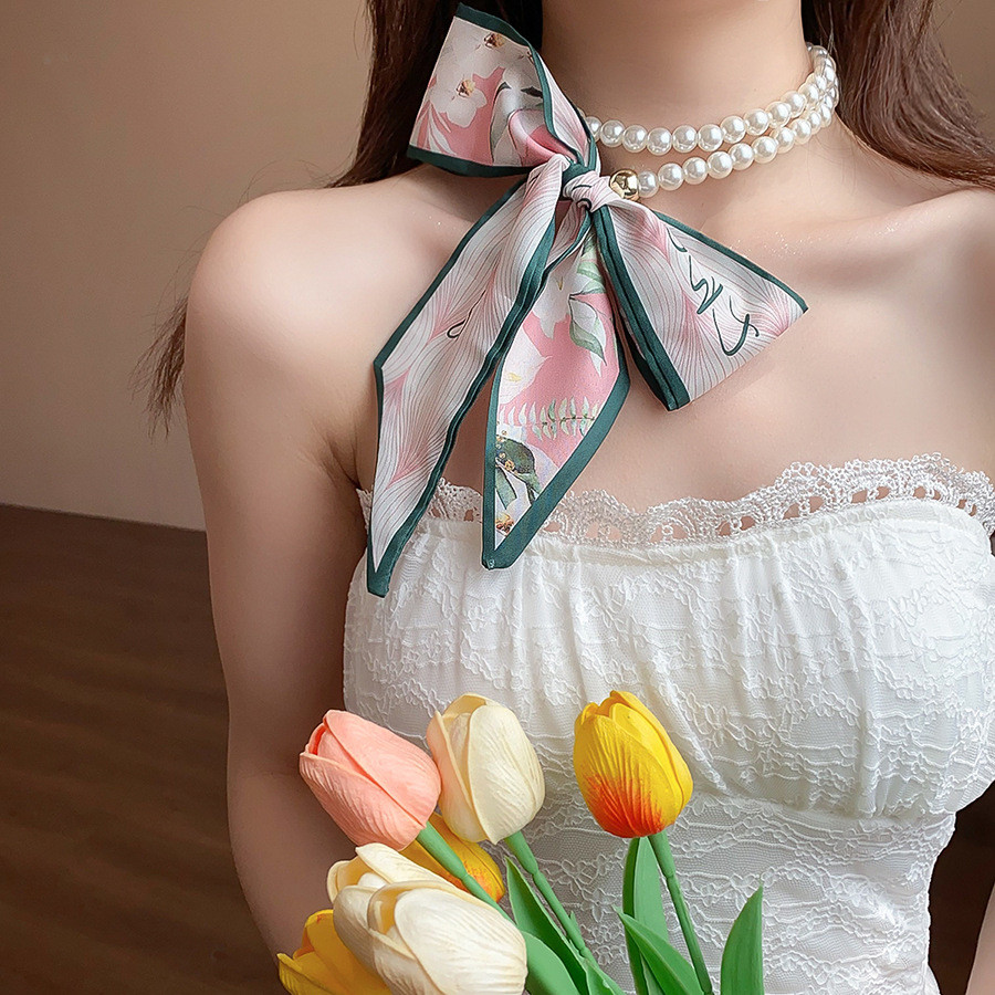 Bộ Cổ Chai Khăn Quàng Cổ Đa Mẫu Với Chuỗi Ngọc Trai, Phụ Kiện Thời Trang Hiện Đại Dành Cho Đi Chơi/Đi Làm