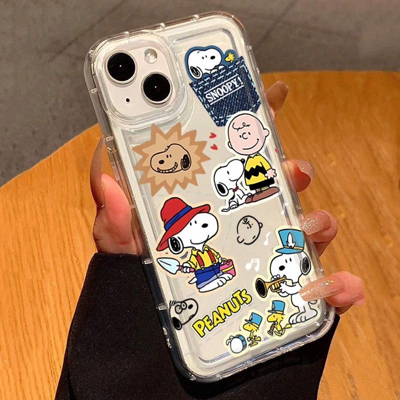 Dành Cho iPhone 16 15 14 13 12 11 Pro Max 16e Cho iPhone XS Max X XR 8 7 Plus SE2020 2022 Hoạt Hình Dễ Thương Snoopy Mềm Trong Suốt Silicon Chống Sốc