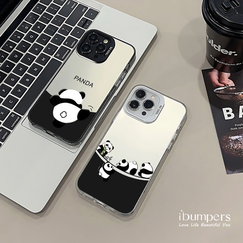 ibumpers Ốp Điện Thoại iPhone Họa Tiết Gấu Trúc Dễ Thương Quyến Rũ Cho IPhone 16 15 14 12 13 11 Pro Max Ốp Lưng IMD Cứng Và Nhẵn
