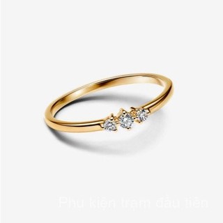Còn hàng [2024 Mới] Nhẫn ba đá bằng vàng 14k với kim cương nhân tạo