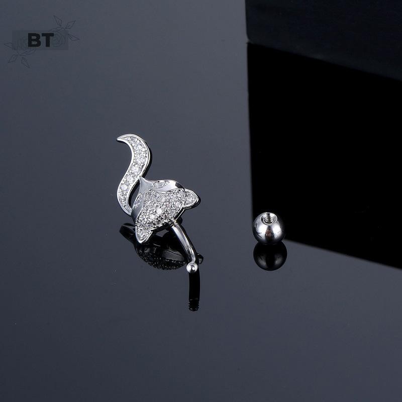 Meuctiffy Full-embeded Hình Cáo Động Vật Bụng Rốn Móng Tay Thời Trang Gợi Cảm Zircon Kẻ Sọc Dành Cho Nữ Và Nam Trang Sức VM