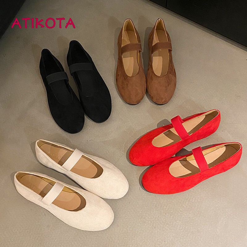 Atikota Nữ Mary Jane Flats Thời Trang Màu Trơn Đơn Giản Thoải Mái Ánh Sáng Ngoài Trời