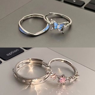 Bướm Cặp Đôi Nhẫn Nữ Cặp Quà Tặng Đơn Giản Nhẫn Cặp Đôi Phong Cách Cặp Đôi Chỉ Số Nhẫn Ngón Tay Có Thể Điều Chỉnh Phù Hợp Với Nam Nữ Nhẫn Đổi Sang S5TK