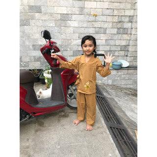 set đồ lam đi chùa bé gái, mẫu nhật sen em bé