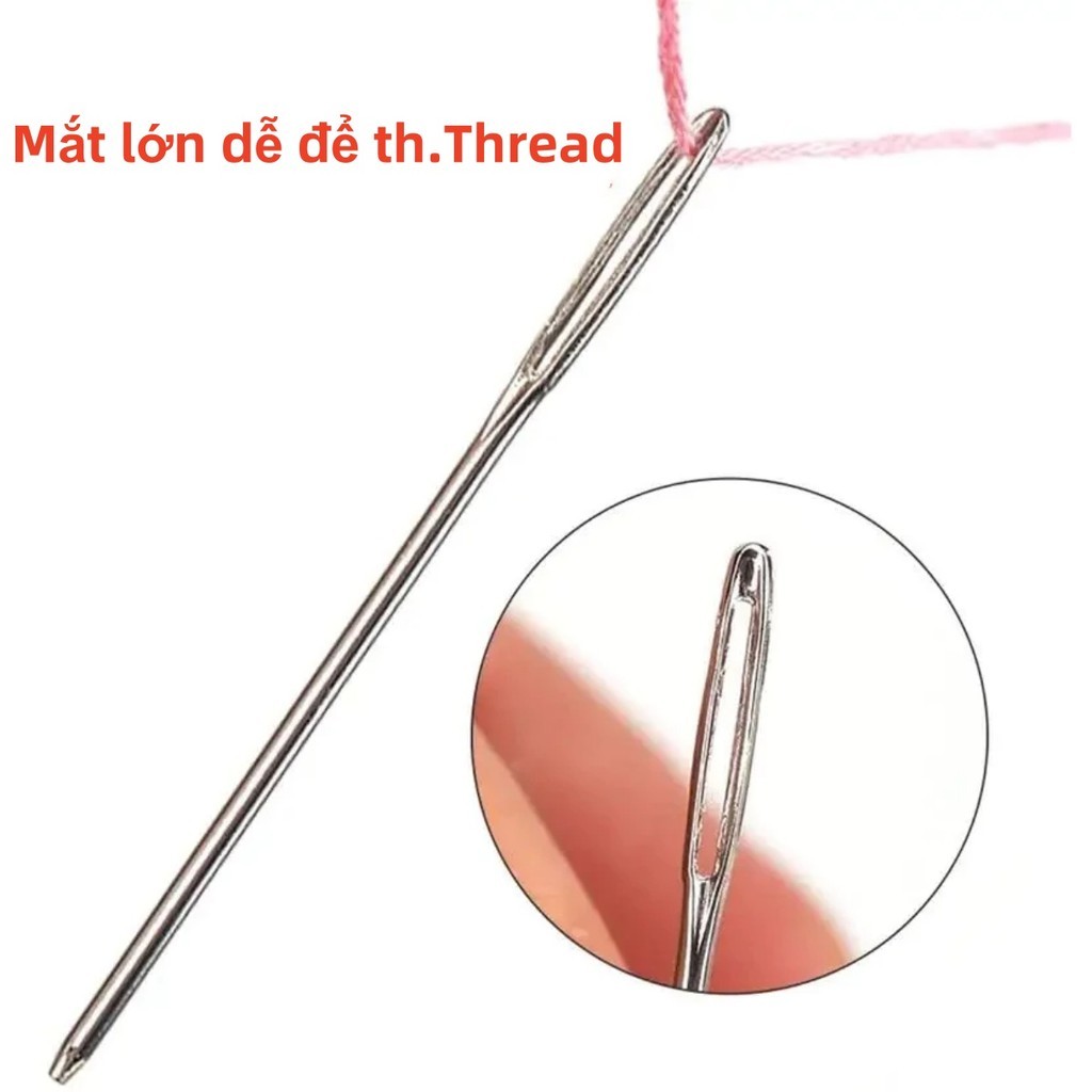 Bộ 18 thép không gỉ Big Eye Needle Handmade khâu DIY kim sống sửa chữa quần áo thủ công may công cụ - FE123