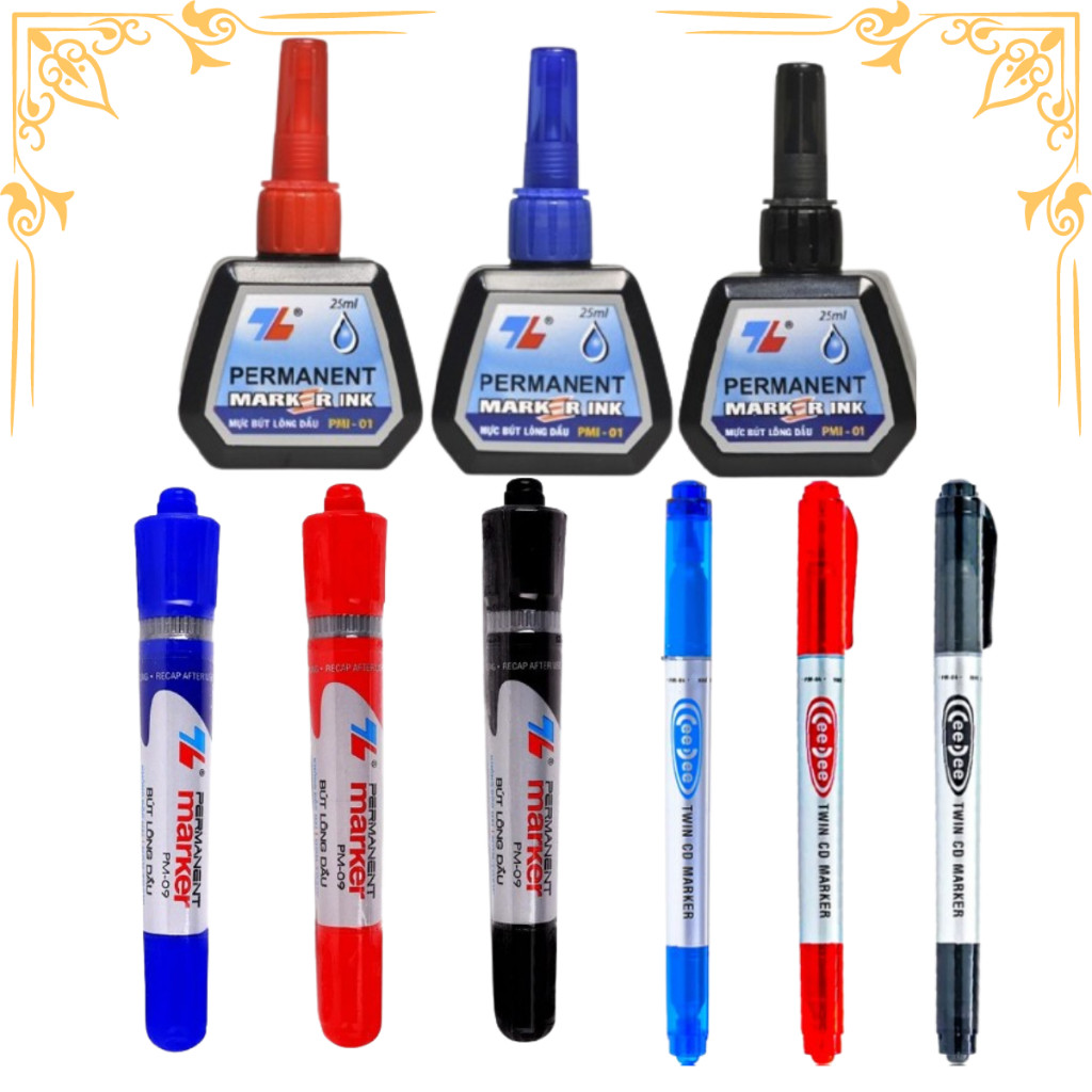 MỰC BÚT LÔNG DẦU Thiên Long, bút lông dầu pm09 / pm04 / PMI01 viết lên ...