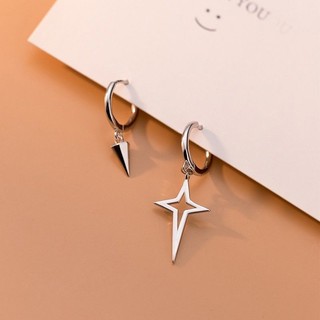 ✨Đơn Giản Glossymmetrical Bông Tai s925 Bạc Côn Bốn Cánh Ngôi Sao Tốt Nghiệp Mùa Khóa Tai Giữa Tanabata Bông Tai 25.5.19