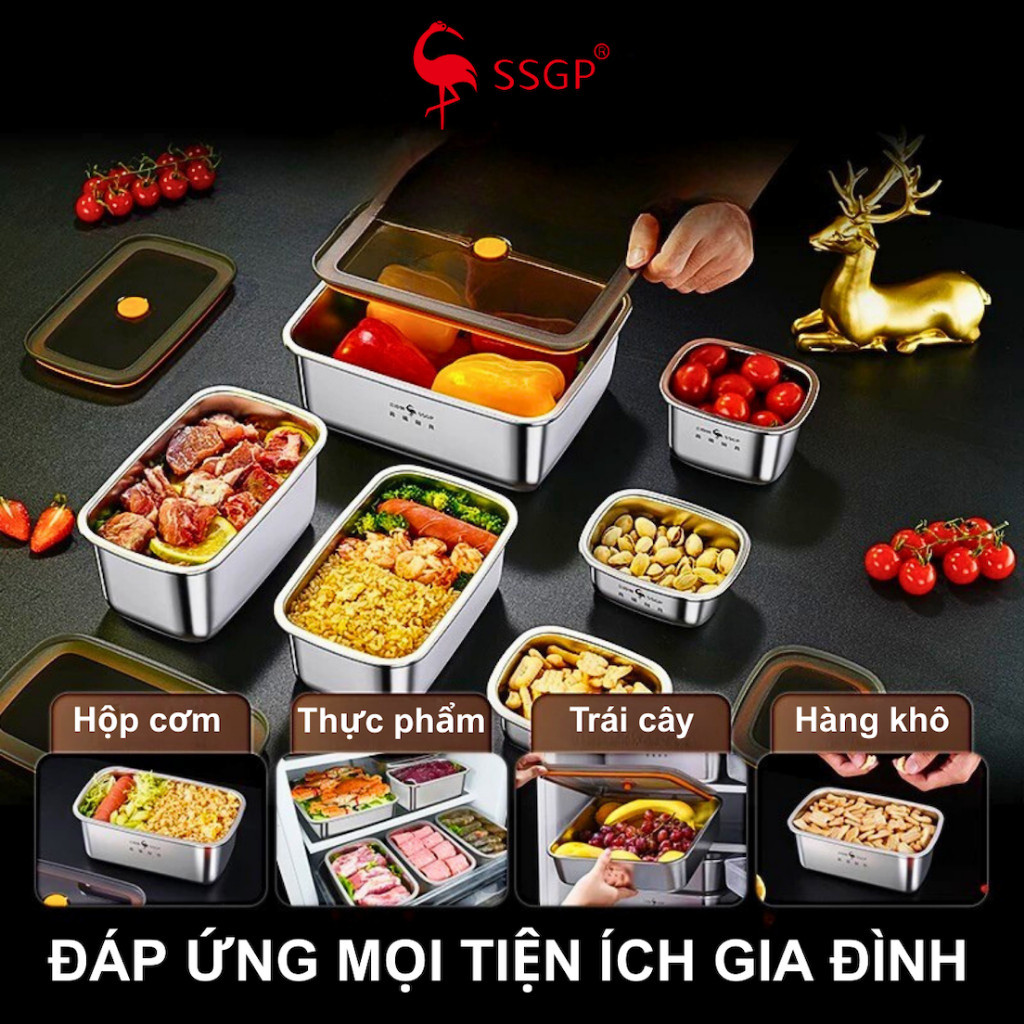 Hộp đựng thực phẩm Munich inox 316L cao cấp SSGP đựng thức ăn, dân phòng đựng cơm bảo quản thực phẩm