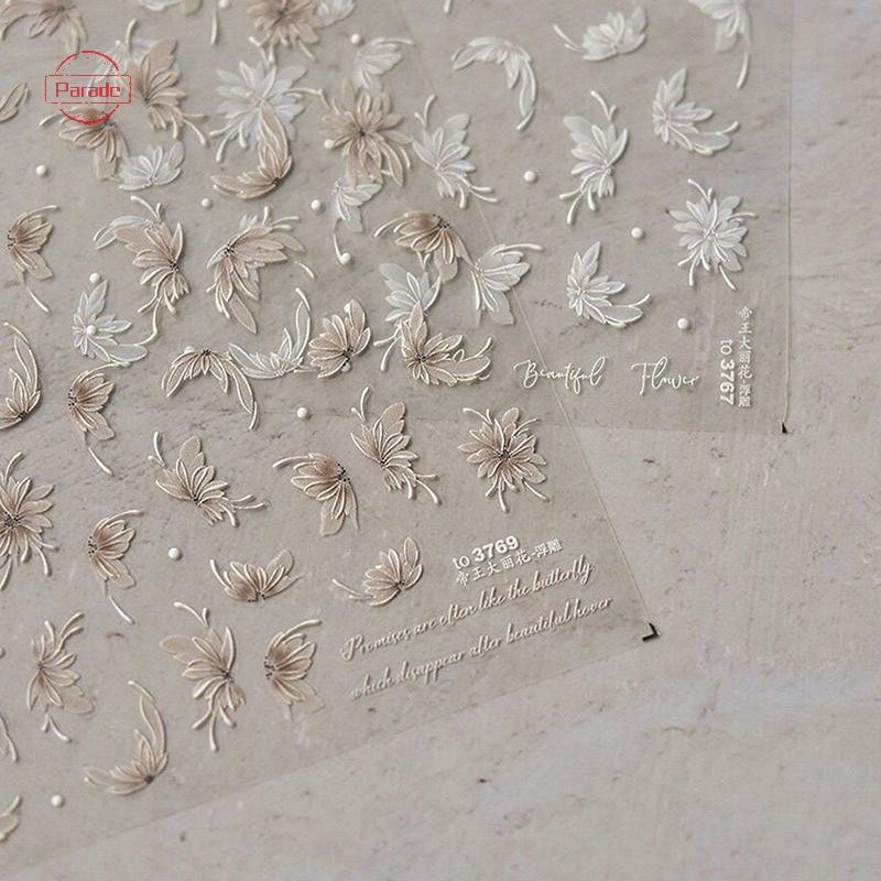 Parade Dainty Dahlia Hình Miếng Dán Móng Tay Lập Thể Giảm Móng Tay Decal Trang Trí DIY Tăng Cường Keo Dán VN