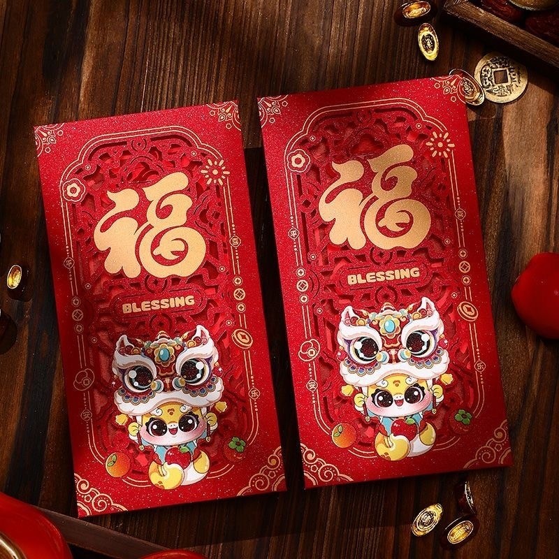 Sáng tạo năm con rắn rỗng gói màu đỏ phong bì 2025 Angpao CNY gói màu đỏ trẻ em người lớn tuổi Kinh doanh phong bì màu đỏ Năm con rắn ang pow Năm mới phong bì gói màu đỏ Tết Nguyên Đán luc