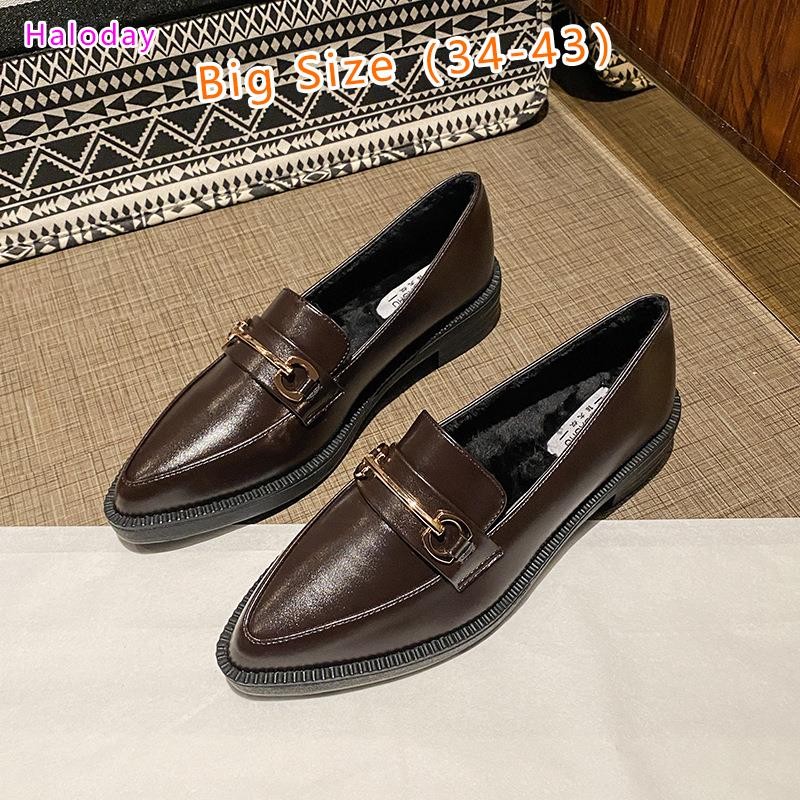 Giày Nữ Đế Dày Size 34-43 Phong Cách Anh Quốc, Da Nhỏ Retro, Chống Trơn Trượt, Mùa Thu Đông, YOYI