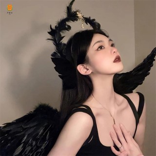 Băng đô thiên thần trắng Halloween Băng đô chống trượt Angel Plume Trang phục băng đô