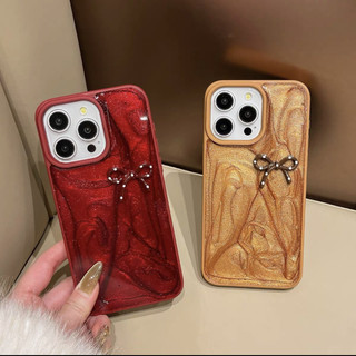Sang Trọng Thả Keo Lấp Lánh Nơ Ốp lưng iPhone16 15 14 13 12 11 Pro Max Chống Sốc Bảo Vệ Camera Ốp Lưng Cứng Chống Rơi