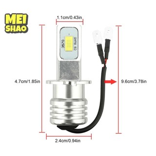 MeiShao 2 Chiếc H3 Xe LED Sương Mù Bóng Đèn Chuyển Đổi Bộ Đèn DRL Siêu Sáng 3000K 80W 50000H 2000LM Đèn Sương Mù Chùm Tự Động