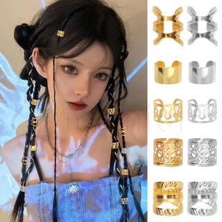 Vòng bít tóc bện hợp kim bạc vàng - Kẹp hạt tóc có thể điều chỉnh - Hip Hop Sweet Cool - 40 chiếc Nhẫn tóc Dreadlock đa phong cách - Phụ kiện tóc phổ biến