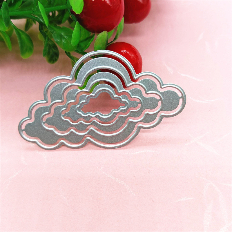 4 Miếng Đám Mây Kim Loại Thép Carbon Khuôn DIY Giấy Thủ Công Dập Nổi Khắc Cắt Bản Mẫu