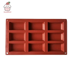 1 Khuôn Làm Bánh Silicon Financier 9 Ngăn Hình Gạch Khuôn Socola Bánh Ngọt Khay Nướng Món Tráng Miệng Dụng Cụ Nướng Bánh [BK]