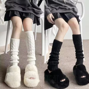 40-70cm JK Girl Thu Đông Chân Cover - Tất len xếp chồng lên nhau phong cách Lolita Harajuku - Tất dài bảo vệ chân ấm dệt kim Y2K - Chống lạnh, Vớ trắng dễ thương ngọt ngào thời trang