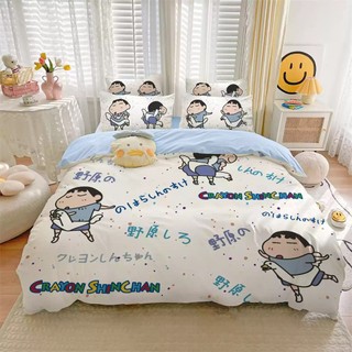G13 Crayon Shin-chan 3IN1 Ga trải giường Vỏ chăn gối Bộ chăn ga gối Phòng ngủ gia đình Có thể giặt được Bộ đồ dễ thương G13