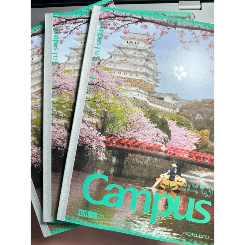 [ BÁN 5 CUỐN ] Tập Sinh Viên B5 Campus Kokuyo bìa 3D Japan Paper 70gsm giấy chống lóa kẻ ngang chấm.