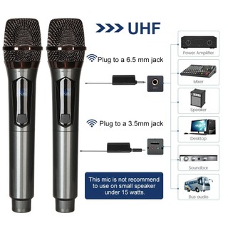 Micro không dây UHF Micro Karaoke năng động cầm tay kép có đầu thu sạc cho bữa tiệc cưới Câu lạc bộ nhà thờ