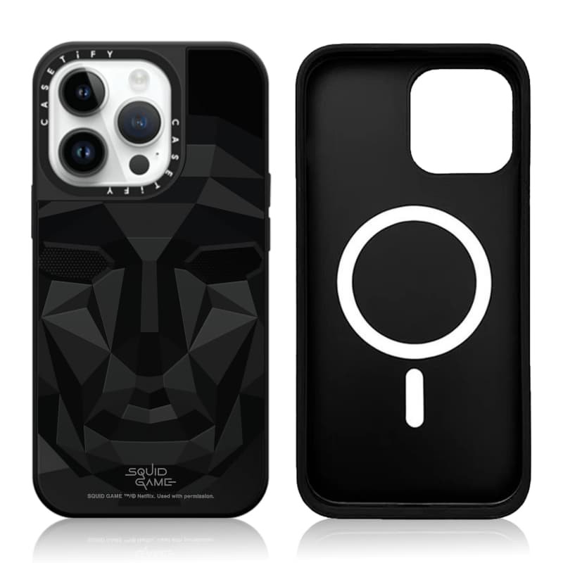 Casetify X Mực Trò Chơi Phía Trước Người Đàn Ông Ốp Lưng Từ Tính Hút Đen & Bạc Gương IPhone IPhone 16 15 14 13 12 Pro Max Plus Ốp Lưng Cứng Có Hộp Khắc logo