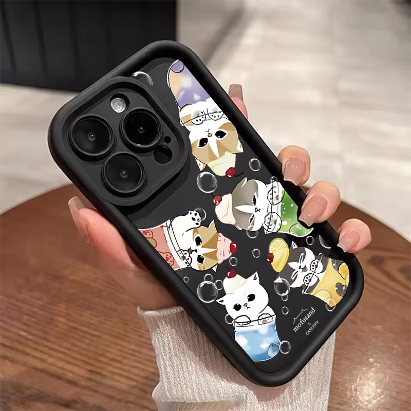 Ốp Điện Thoại Mèo Mifusand Dễ Thương Cho Iphone 16e 16 Pro Max 15 14 13 12 11 Pro Max 7 8 Plus 12 13 Mini Cover Hoạt Hình Mùa Hè Trái Cây Chanh TPU Bảo Vệ Camera