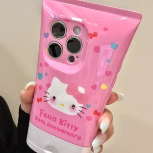 Fun Cute KT Cat Lamb Facial Cleanser Vỏ điện thoại di động cho iPhone16 15 14 13 12 11 Pro Max Bảo vệ Camera chống sốc Vỏ mềm chống rơi