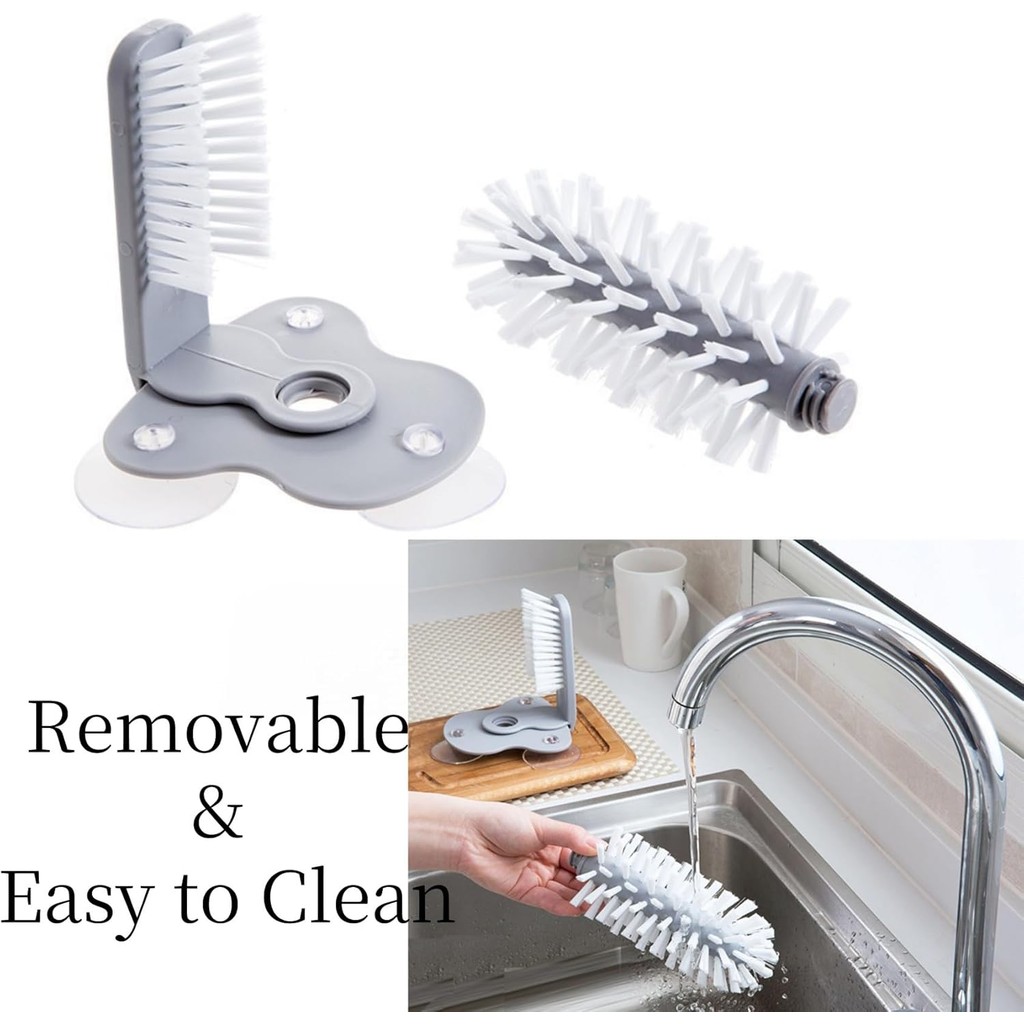 Ảnh Bàn chải làm sạch cốc hai mặt Emboadlie, Máy làm sạch cốc hai mặt lười biếng, có đế hút có thể tháo rời, Thiết kế làm sạch nhanh để sử dụng tại nhà và quán cà phê 1