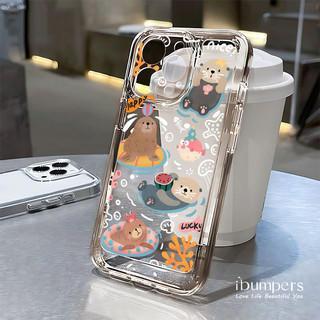 ibumpers Ốp Điện Thoại iPhone Động Vật Dễ Thương Chơi Họa Tiết Nước Cặp Đôi Ốp Lưng Trong Suốt TPU Mềm Chống Sốc Cho IPhone 16 15 14 12 13 11 Pro Max IP 7 8 Plus X XS XR