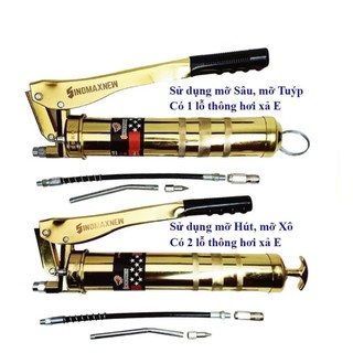 Bơm mỡ bò cầm tay 900cc 2 xilanh siêu khoẻ 900cc , bơm mỡ sử dụng mỡ nhồi và mỡ sâu - KÈM HỘP ĐỰNG
