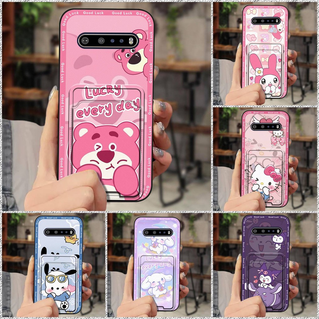Bọc Toàn Bộ Vỏ Mềm Ốp lưng LG V60 ThinQ 5G Bảo Vệ Dễ Thương Chống Thấm Nước Khe Cắm Thẻ Ốp Lưng Silicon Graffiti Hoạt Hình TPU Bền Túi Đựng Thẻ Chống Va Đập Bao