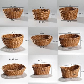JIGK Bánh Mì Rau Quả Giỏ, Độ Cứng 10 Kiểu Mây Wicker Dệt Giỏ Phục Vụ, Giỏ Mây Gia Đình Dệt Tay Nhà Hàng Phục Vụ Màn Hình Để Bàn