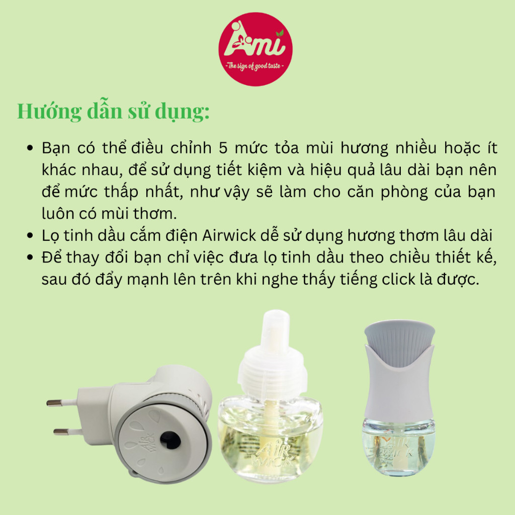 Bộ Tinh Dầu Cắm Điện 220V Air Wick Essential Oils - Đủ Mùi Hương Thiên Nhiên