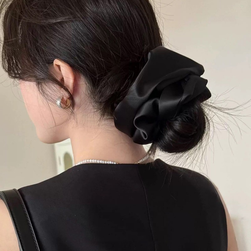 Dây buộc tóc nơ lớn Satin kiểu Pháp - Dây buộc tóc thời trang - dành cho bữa tiệc hẹn hò - Phụ kiện tóc trang điểm - Giá đỡ đuôi ngựa cổ tích - Vòng tóc Scrunchies lớn - Băng đô tóc phong cách nhẹ nhàng