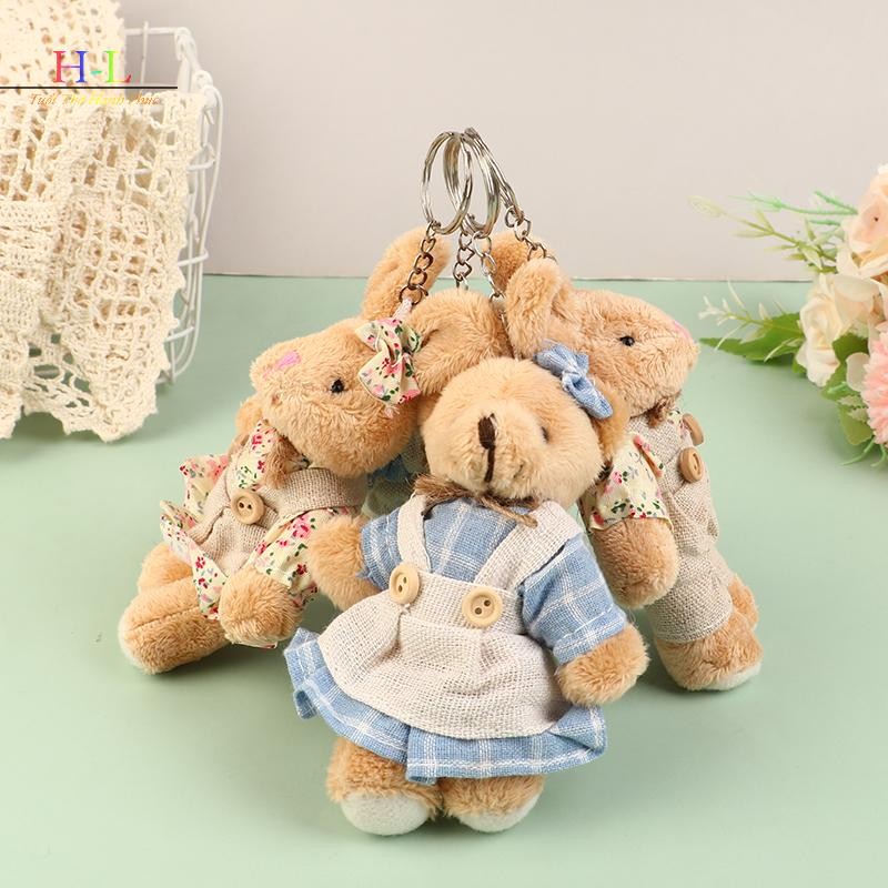 [XZNZMM] Quần áo mặc dễ thương Gấu Mặt dây chuyền hoạt hình sang trọng Búp bê nhồi bông mềm Móc khóa Ba lô Túi đựng chìa khóa Trang trí vòng chìa khóa Quà tặng trẻ em LMWU