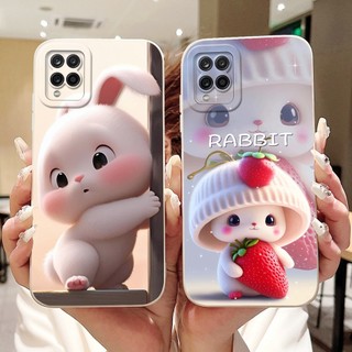 Dành Cho Samsung Galaxy A22 4G SM-A225F / A22 5G SM-A226B Vỏ Hoạt Hình Mèo Thỏ Dễ Thương Mới Bảo Vệ Ống Kính Vỏ Điện Thoại Silicon Mềm