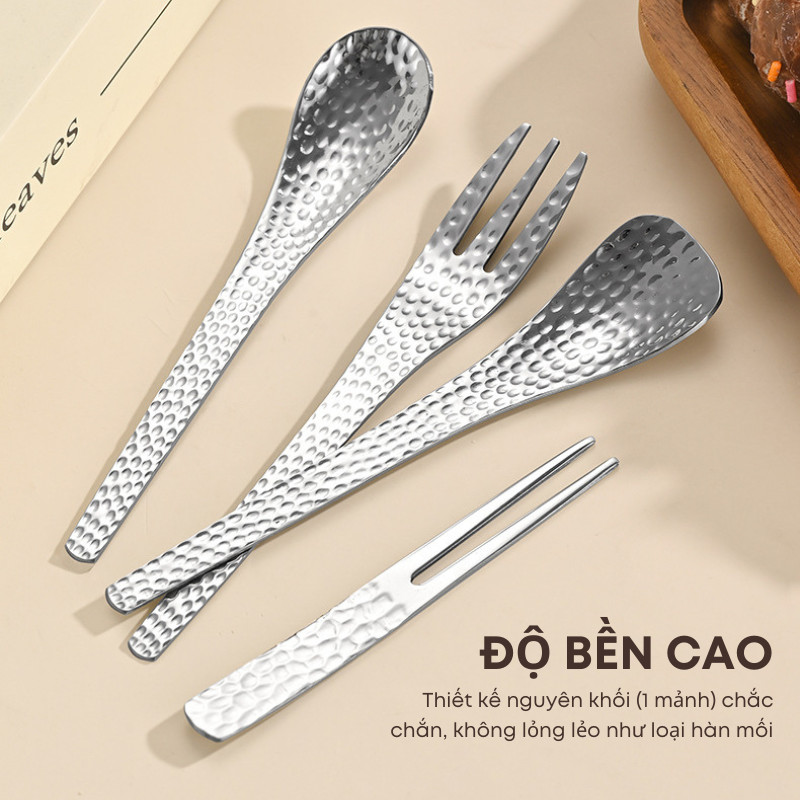 Bộ Thìa Nĩa Inox 304 Vân Rắn Dùng Ăn Tráng Miệng, Trái Cây Chất Liệu 2 Màu Dùng Nhà Hàng, Khách Sạn Cao Cấp | 278