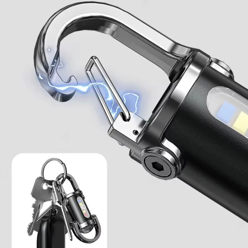 3 COB LED Ngoài Trời Mini Đèn Pin USB Sạc Di Động Đèn Pin Móc Khóa Cắm Trại Bỏ Túi Đèn Cắm Trại Câu Cá Đi Bộ