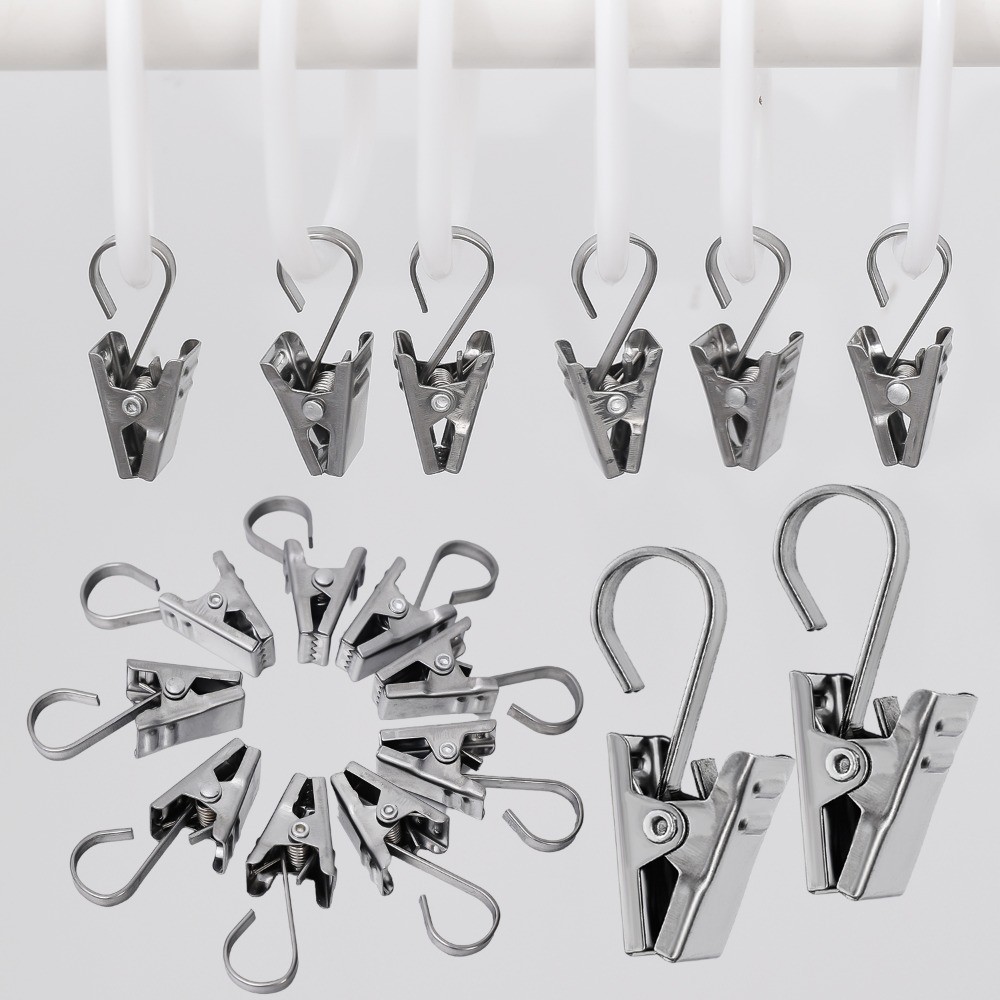 Kẹp thép không gỉ bền 5 gói - Dụng cụ sắp xếp tại nhà đa chức năng cho rèm / tất / khăn, tay cầm chống trượt & lắp đặt dễ dàng
