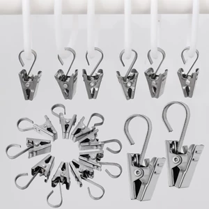Kẹp thép không gỉ bền 5 gói - Dụng cụ sắp xếp tại nhà đa chức năng cho rèm / tất / khăn, tay cầm chống trượt & lắp đặt dễ dàng
