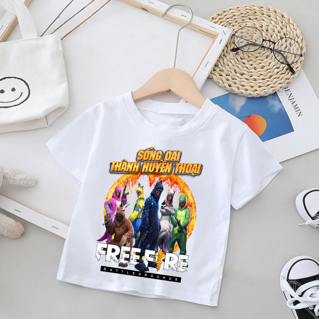 2025 Áo thun mới cho bé trai trò chơi Free Fire, in 2D, thiết kế hài hước, thoải mái cho trẻ em từ 2-11 tuổi