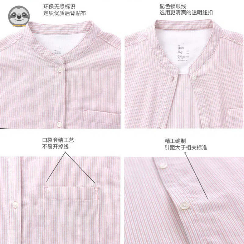 Phong cách Nhật Bản Muji Style / Bộ đồ ngủ nữ tay ba phần tư bằng sợi Cotton mịn liền mạch / Bộ đồ mặc nhà bằng Cotton nguyên chất dành cho nữ