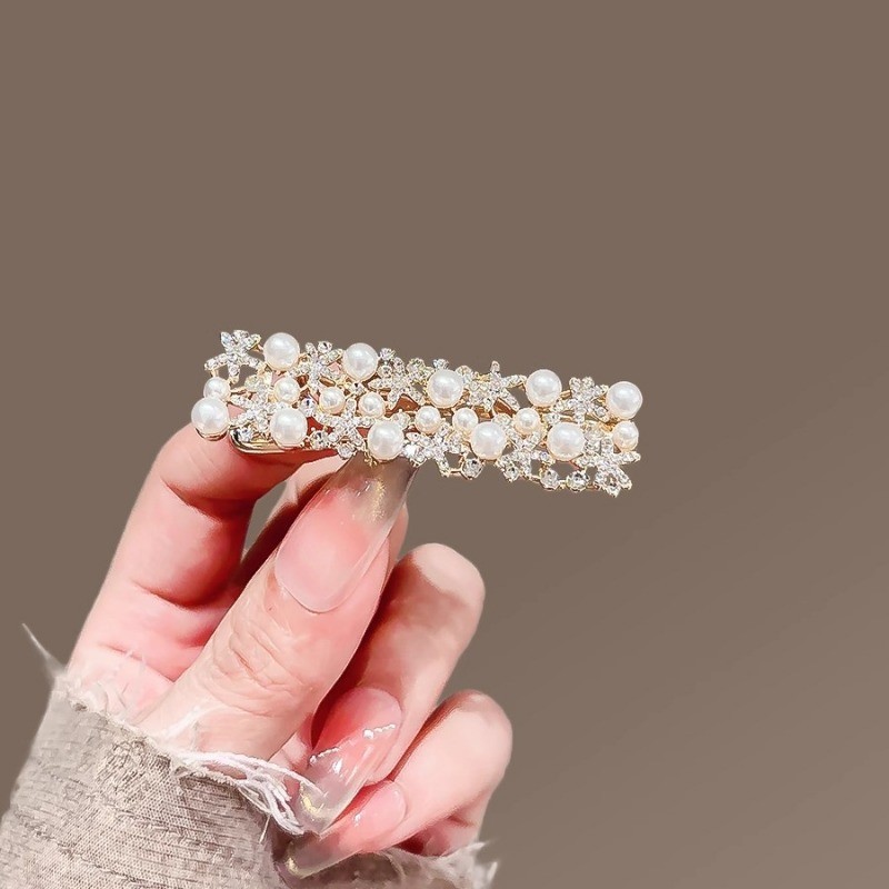 MAUROPOLI [Hàng có sẵn] Lấp Lánh Sáng Bóng ~ Kẹp Tóc Sao Biển Ngọc Trai Ngọt Ngào Hàn Quốc Tính Khí Nữ Tất Cả Trận Đấu Bên Nổ Kẹp Tóc Gãy Mỏ Vịt Kẹp