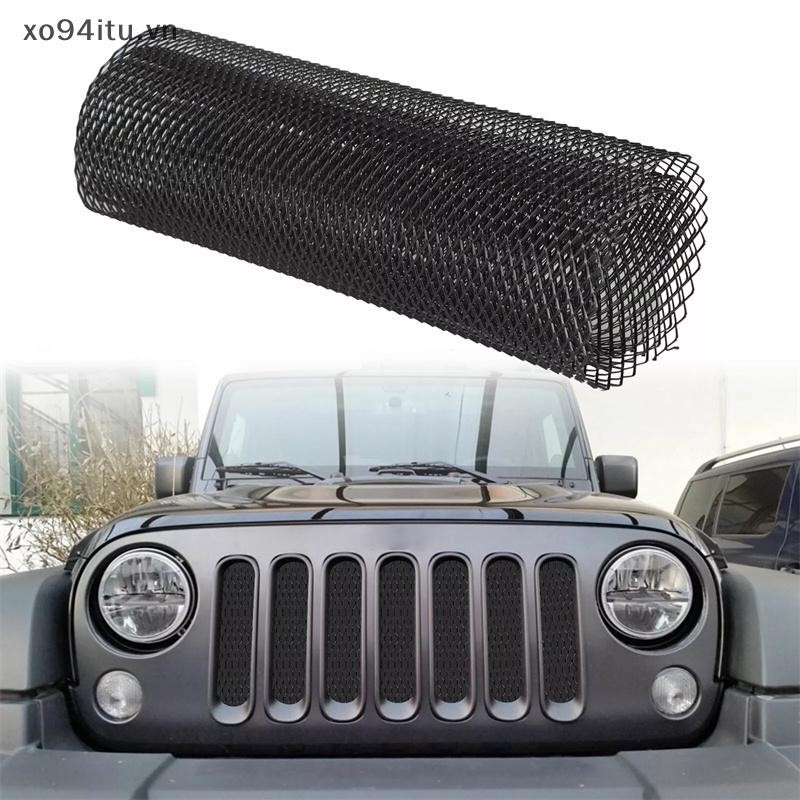XOITU 100cmx33cm Lưới tản nhiệt hợp kim nhôm Lưới tản nhiệt ô tô Lắp cản trước Lỗ hình thoi Màu đen Lưới tản nhiệt ô tô VN